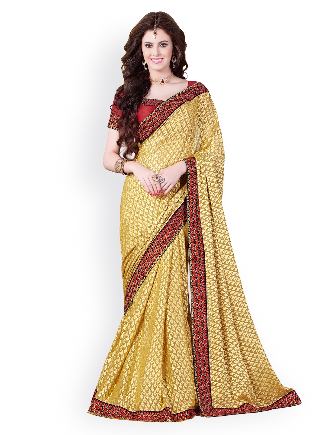 

Kalista Mustard Yellow Brasso Partywear Saree
