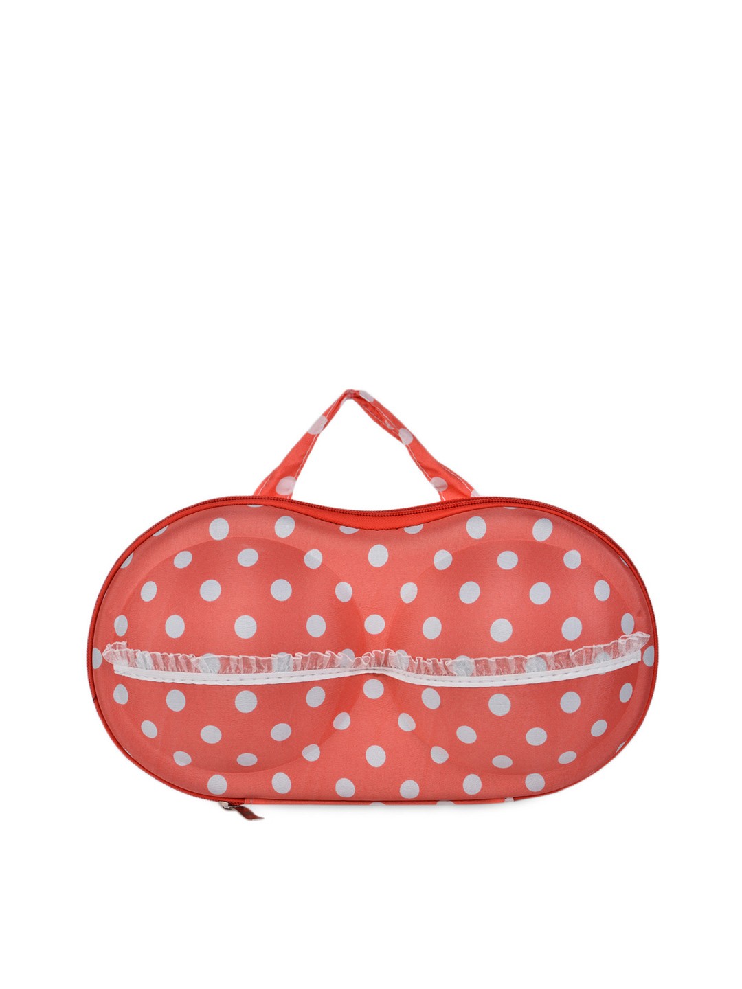 

N-Gal Peach-Coloured & White Polka Dot Print Bra Organiser NBB21