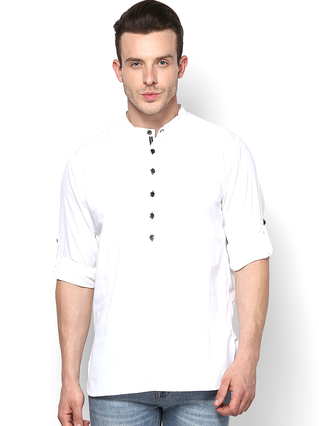 

even Men White Short Kurta