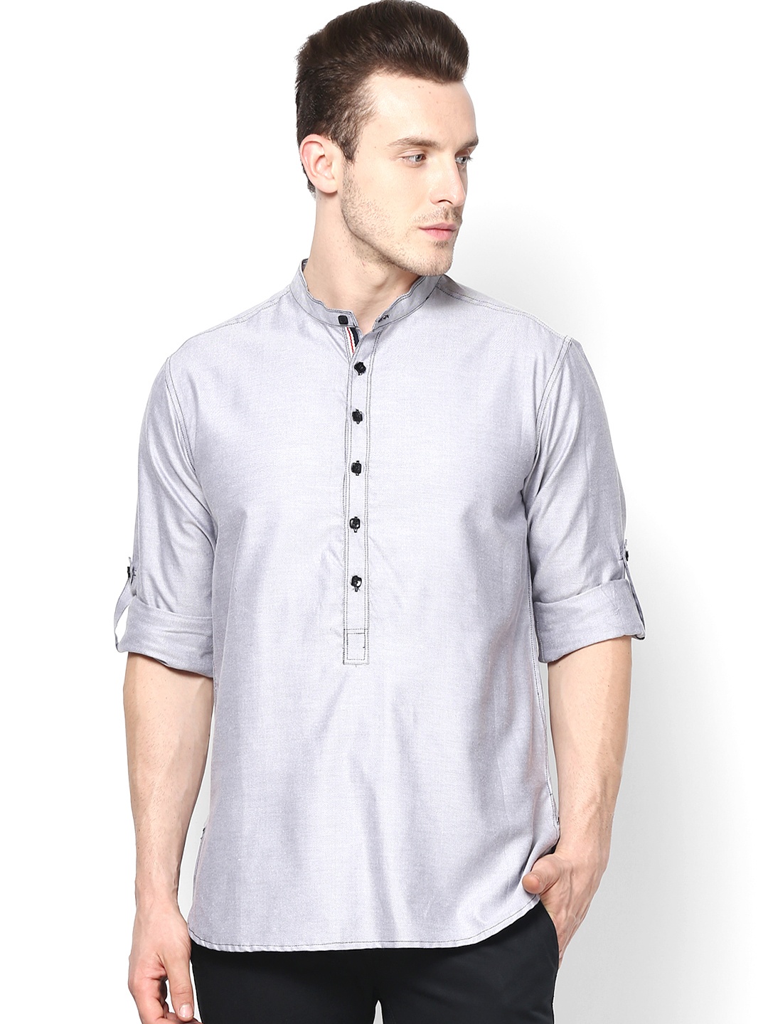 

even Men Grey Short Kurta