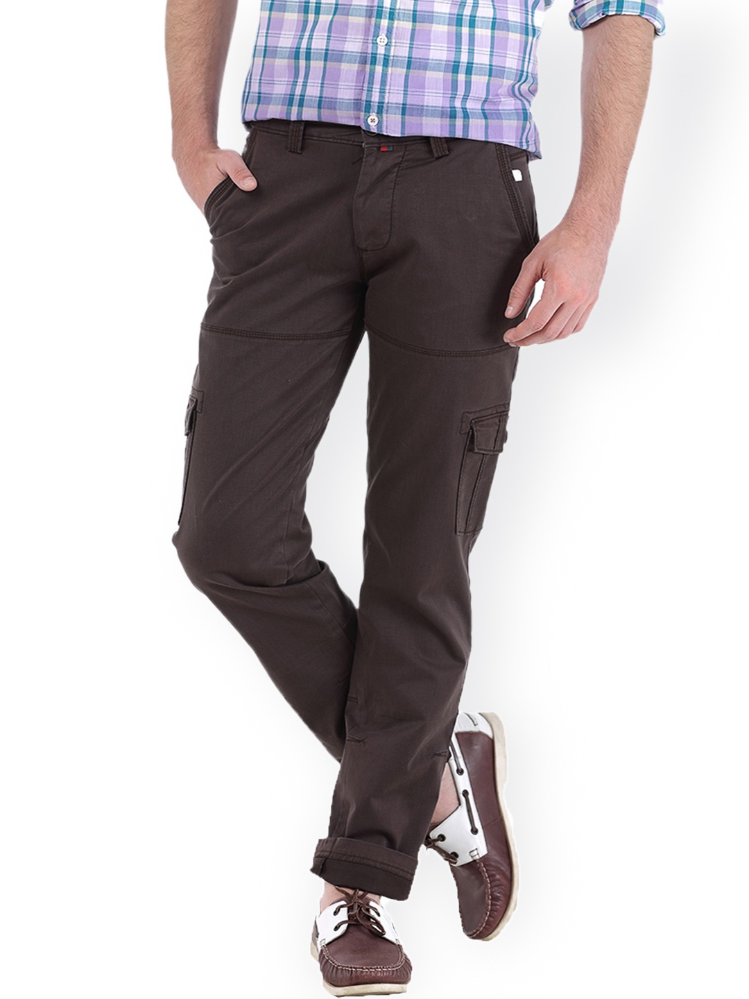 

Basics Men Brown Tapered Fit Cargo Trousers