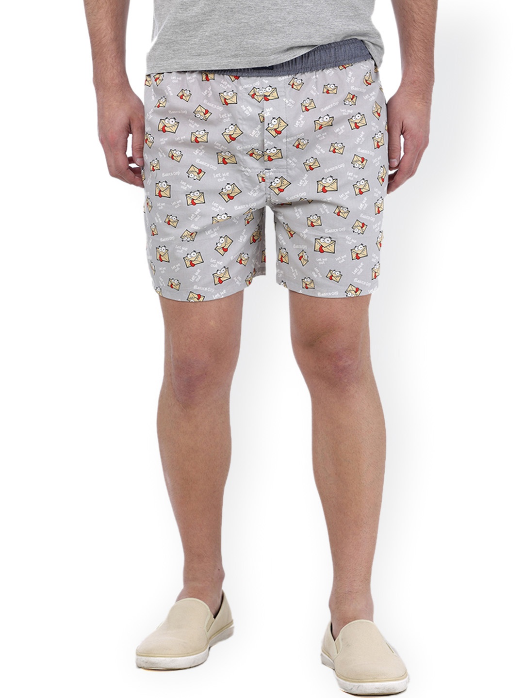 

Basics Light Grey Printed Pure Cotton Boxers 14BBX32047