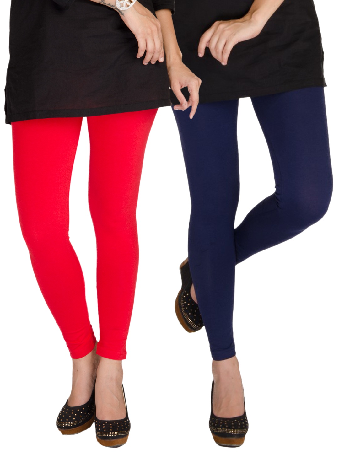 

De Moza Pack of 2 Ankle-Length Leggings, Red