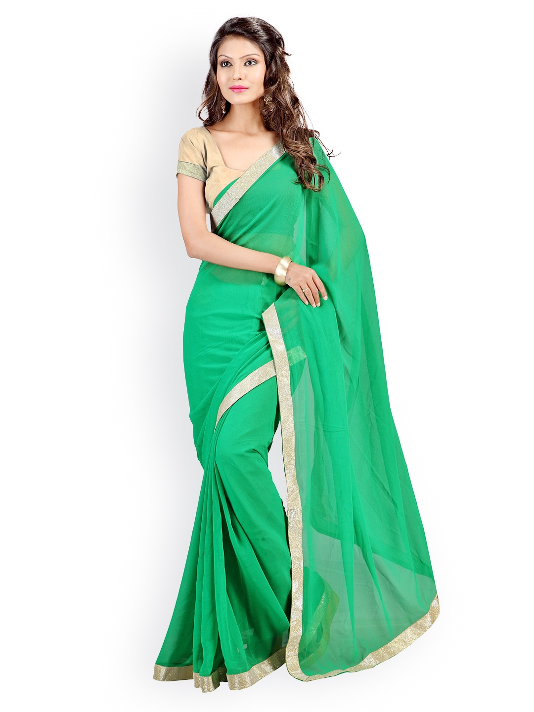 

Kalista Green Chiffon Fashion Saree