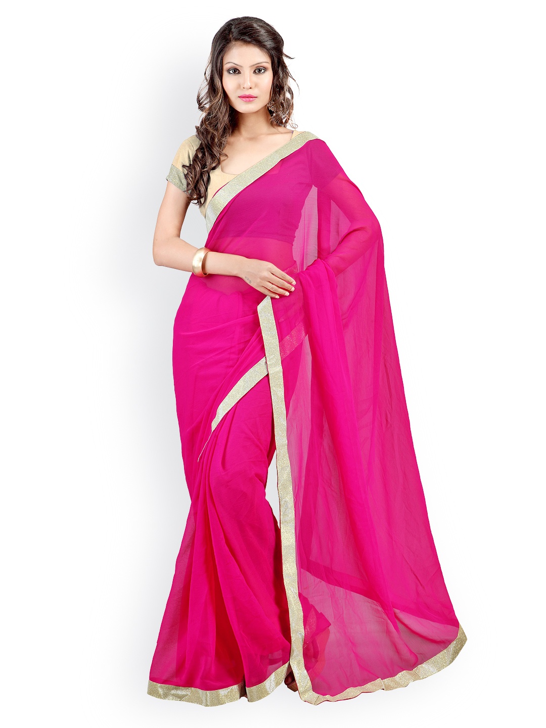 

Kalista Pink Chiffon Fashion Saree