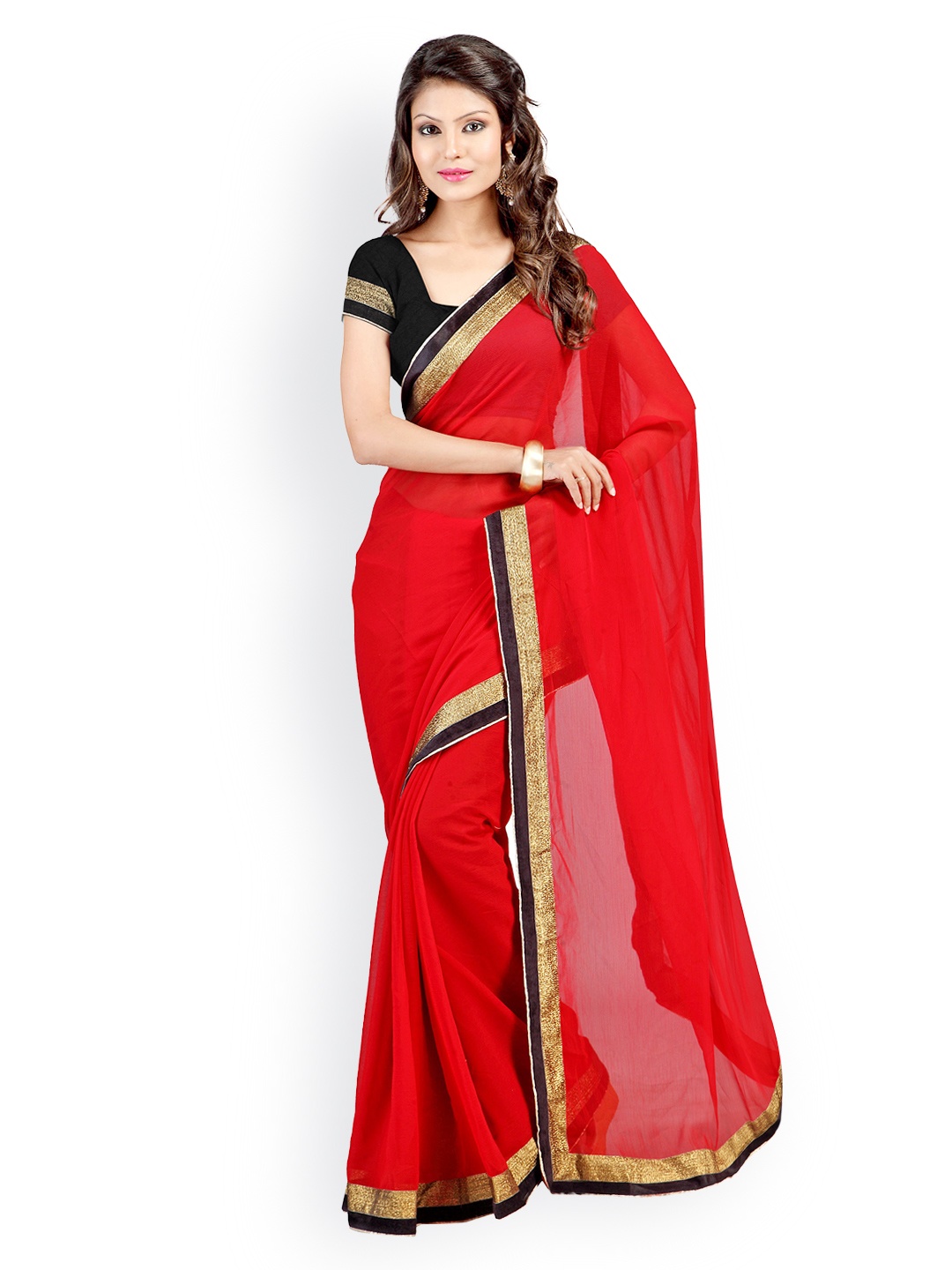 

Kalista Red Chiffon Fashion Saree