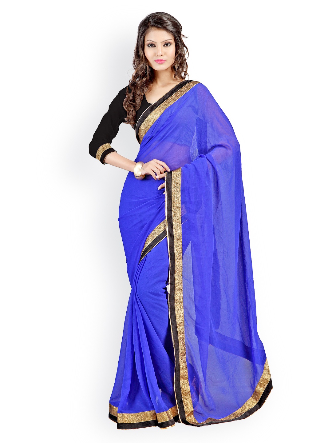 

Kalista Blue Chiffon Fashion Saree