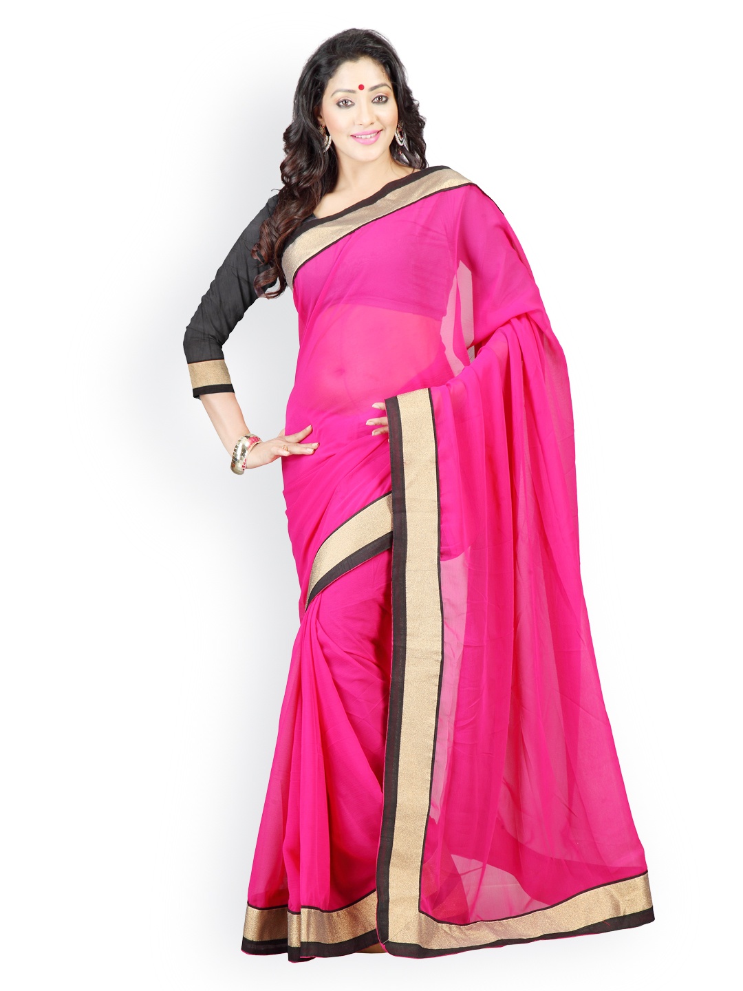 

Kalista Pink Chiffon Embellished Saree