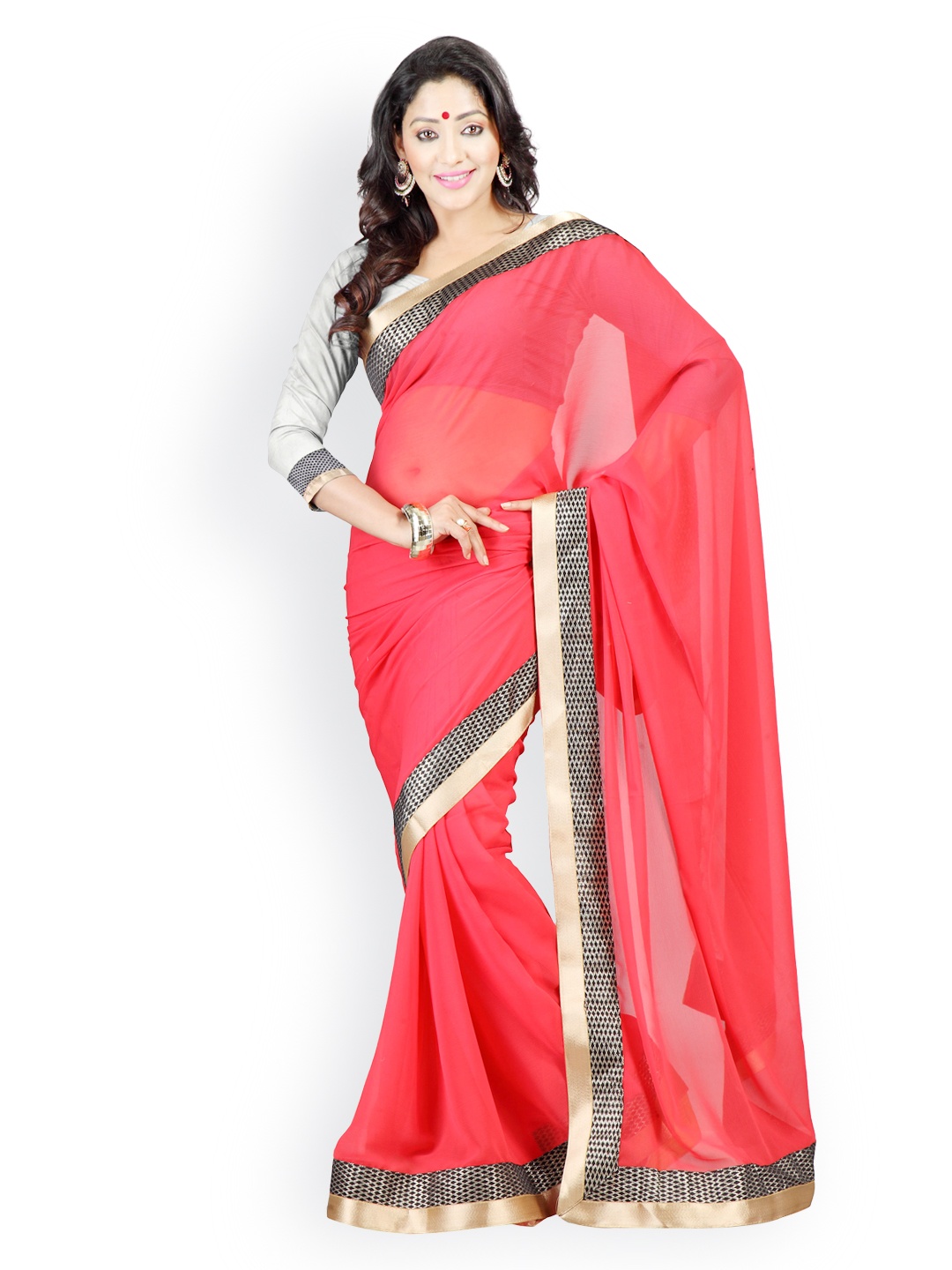 

Kalista Red Chiffon Fashion Saree