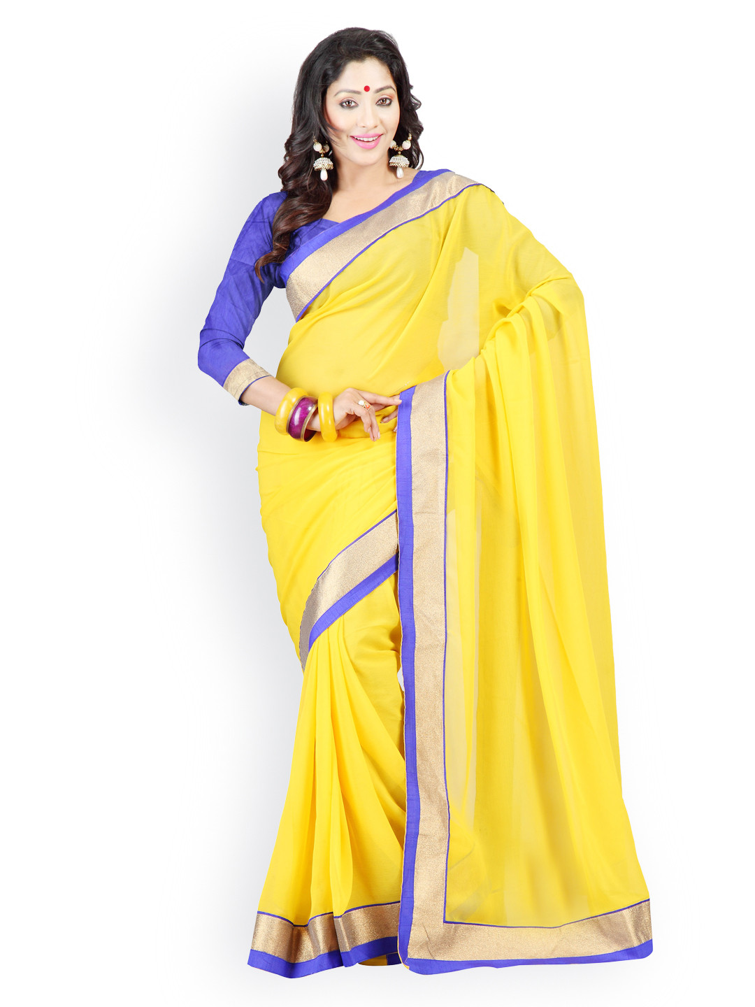 

Kalista Yellow Chiffon Embellished Saree