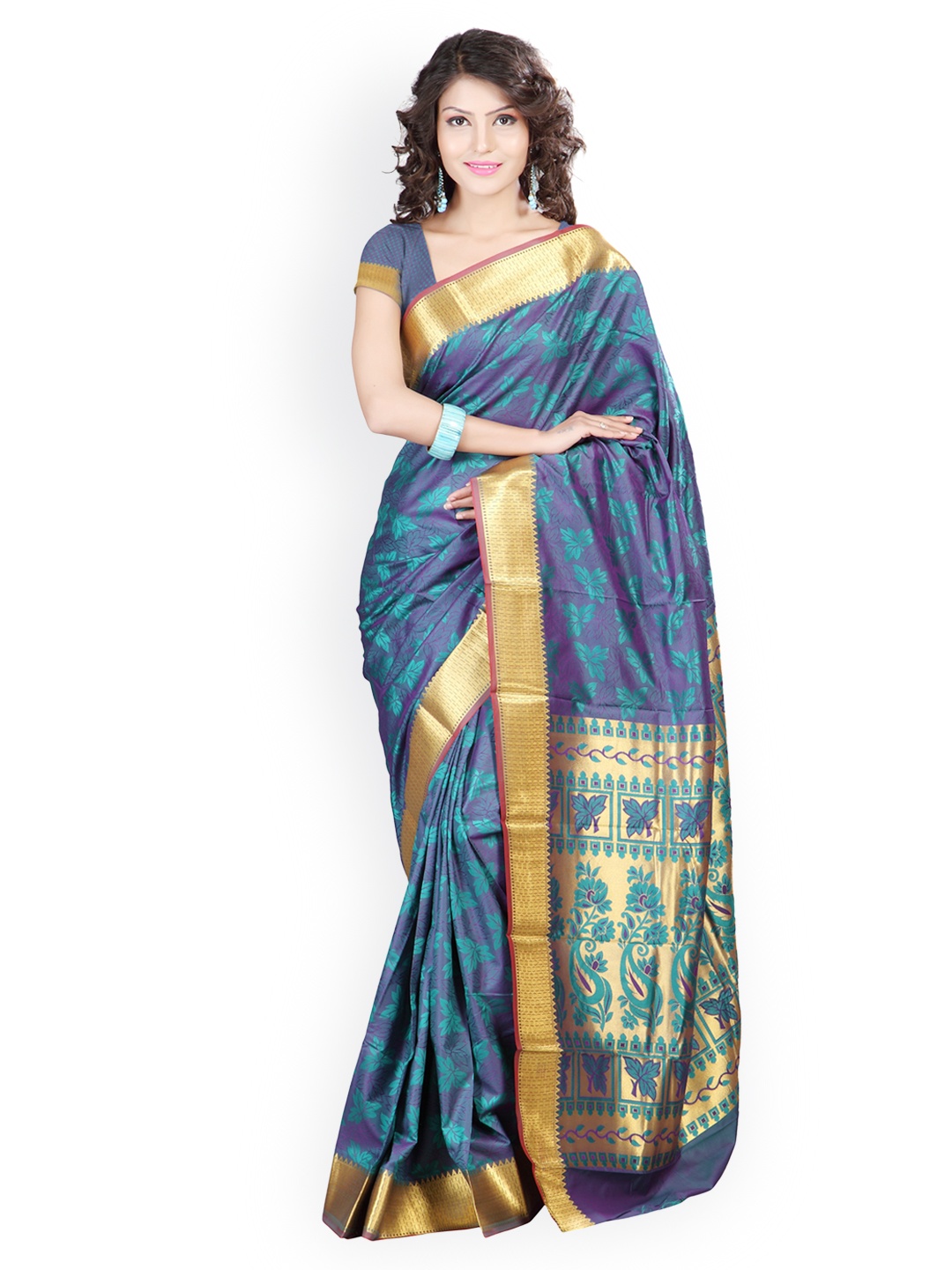 

Varkala Silk Sarees Sea Green & Purple Jacquard & Art Silk Sari