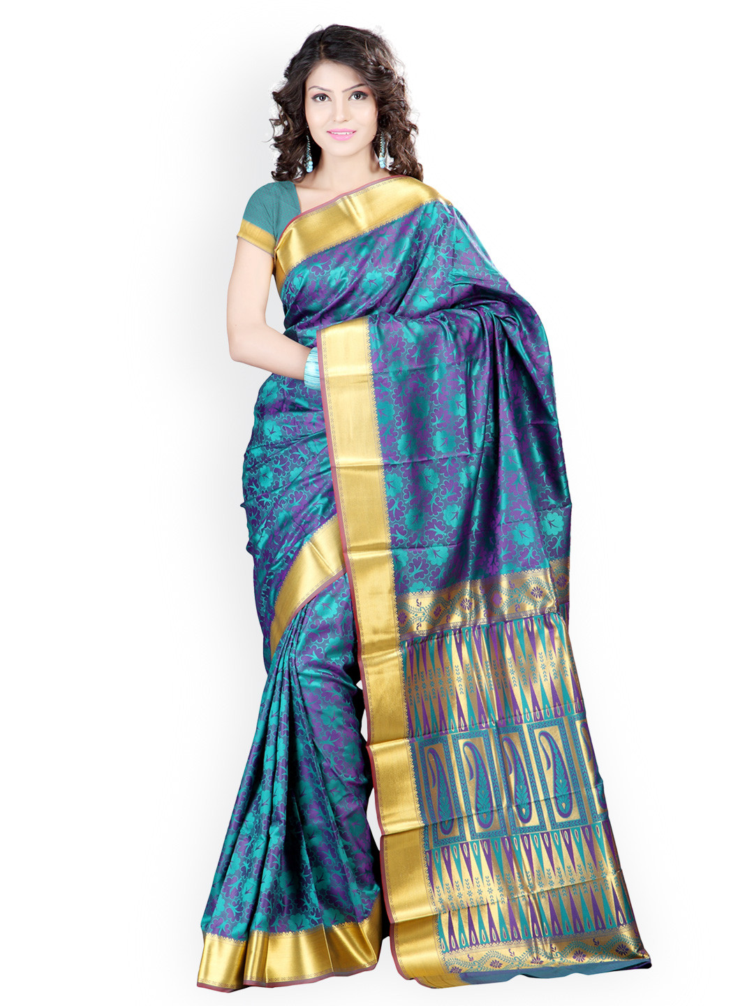 

Varkala Silk Sarees Sea Green & Purple Jacquard & Art Silk Traditional Sari