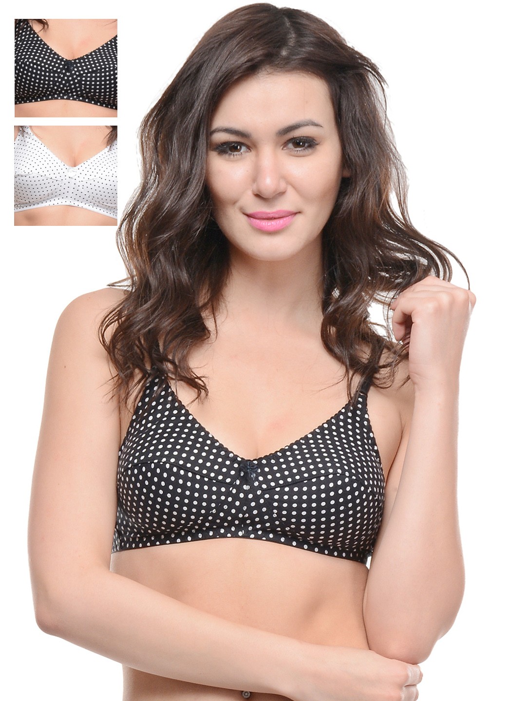 

Bodycare Pack of 3 Printed Full-Coverage Bras E1503BBW, Black