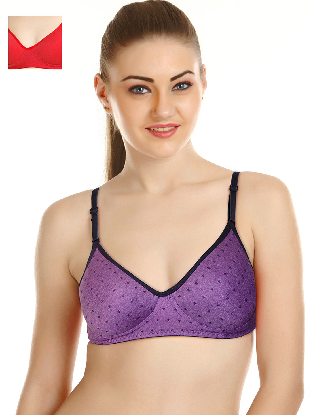 

Tweens Pack of 2 Padded T-shirt Bras TW1350DPR-1301-RD, Purple