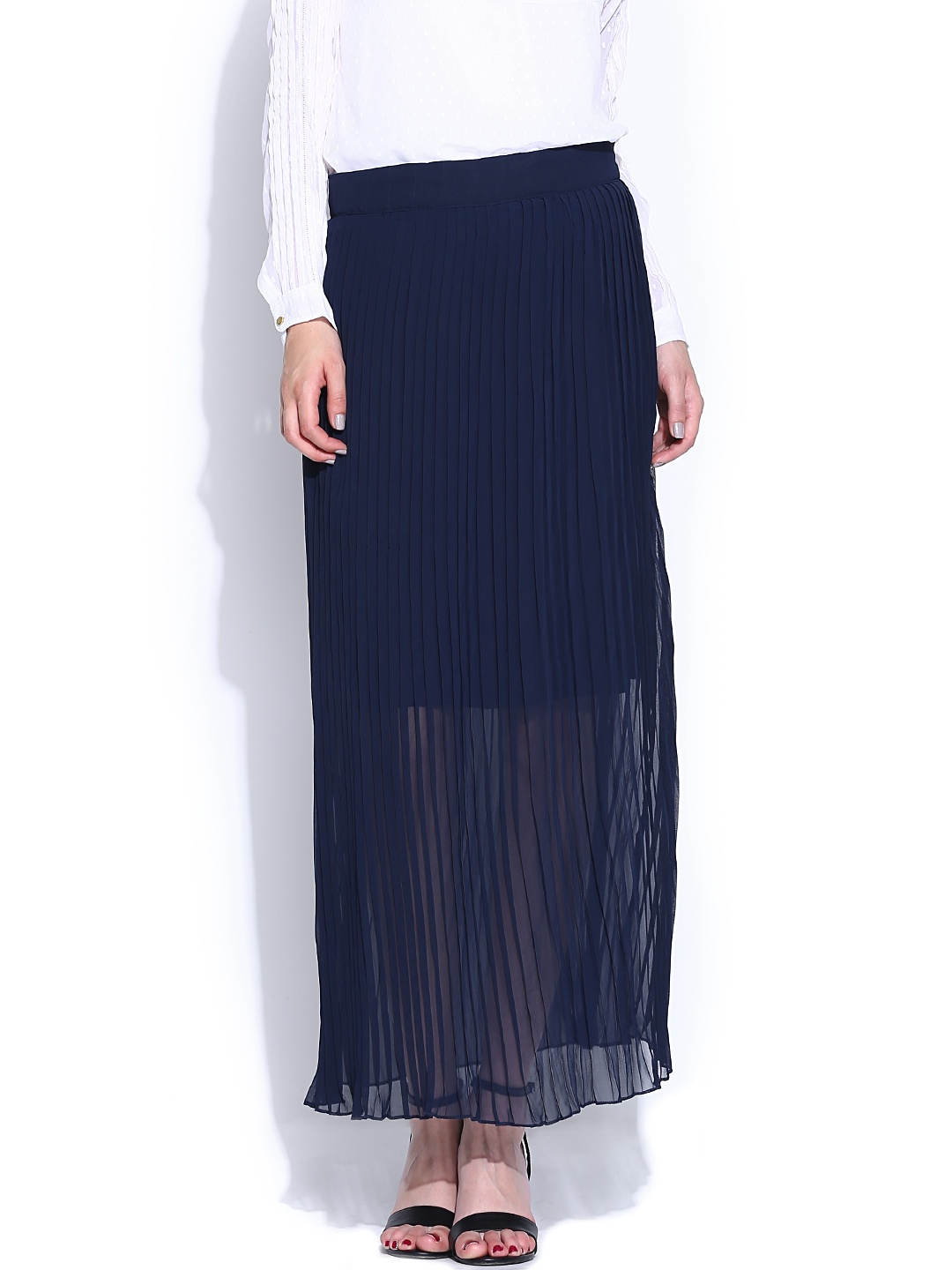 

Tokyo Talkies Navy Accordion Pleat Maxi Skirt, Navy blue
