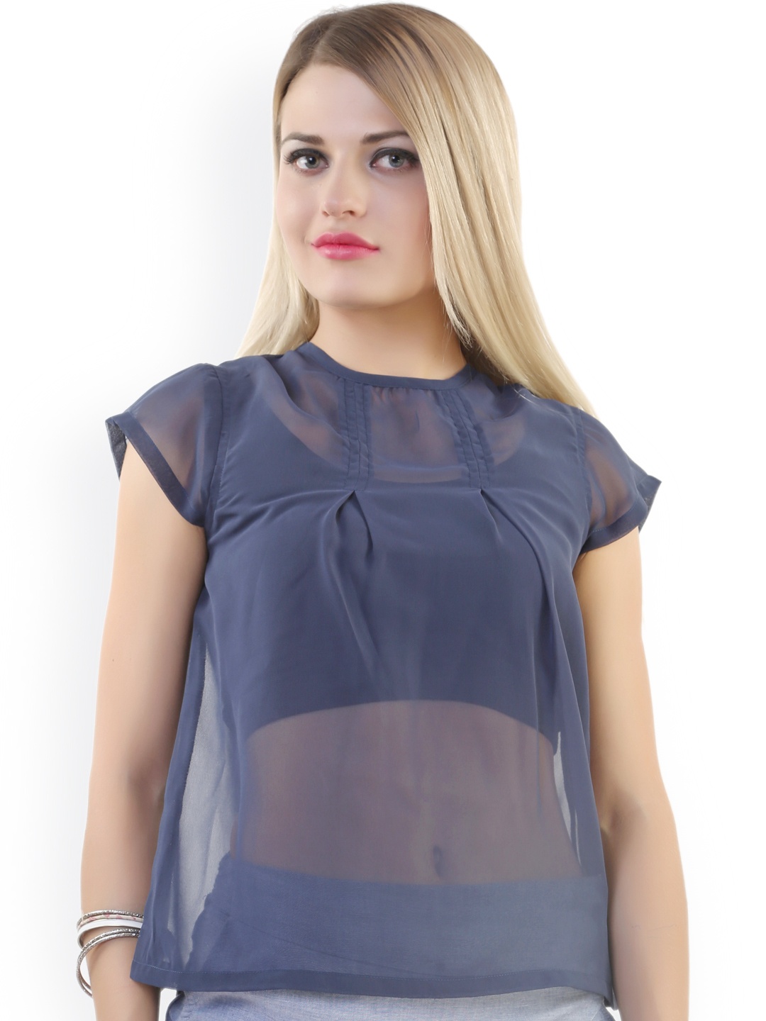 

Belle Fille Blue Sheer Top