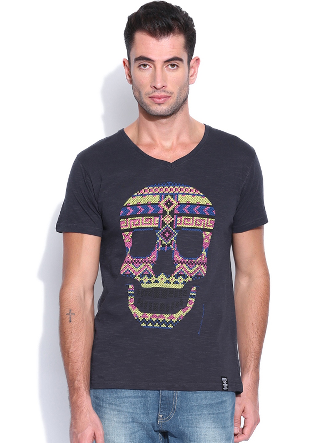 

Locomotive Charcoal Grey Printed Pure Cotton T-shirt