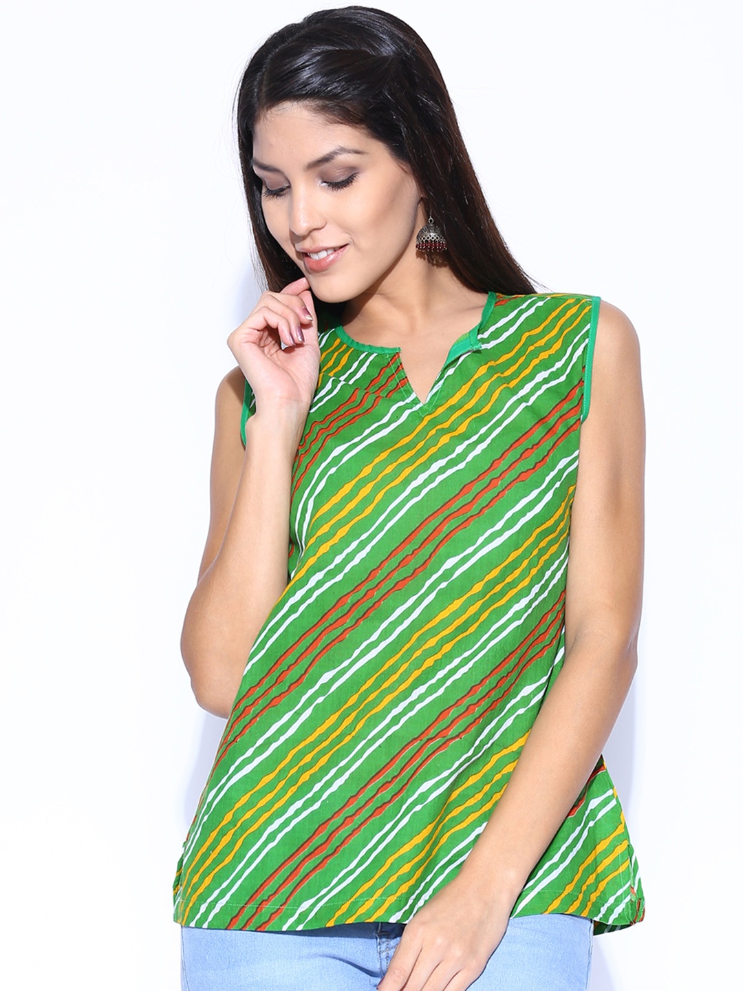 

Vishudh Green Striped Top