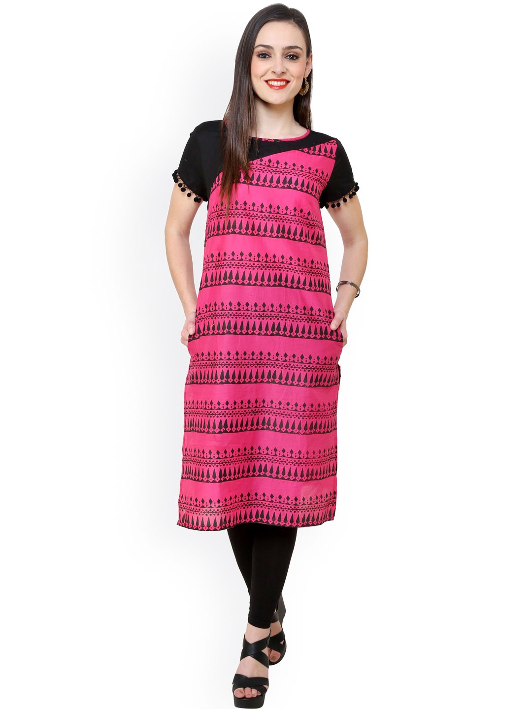 

Pannkh Pink Printed Kurta
