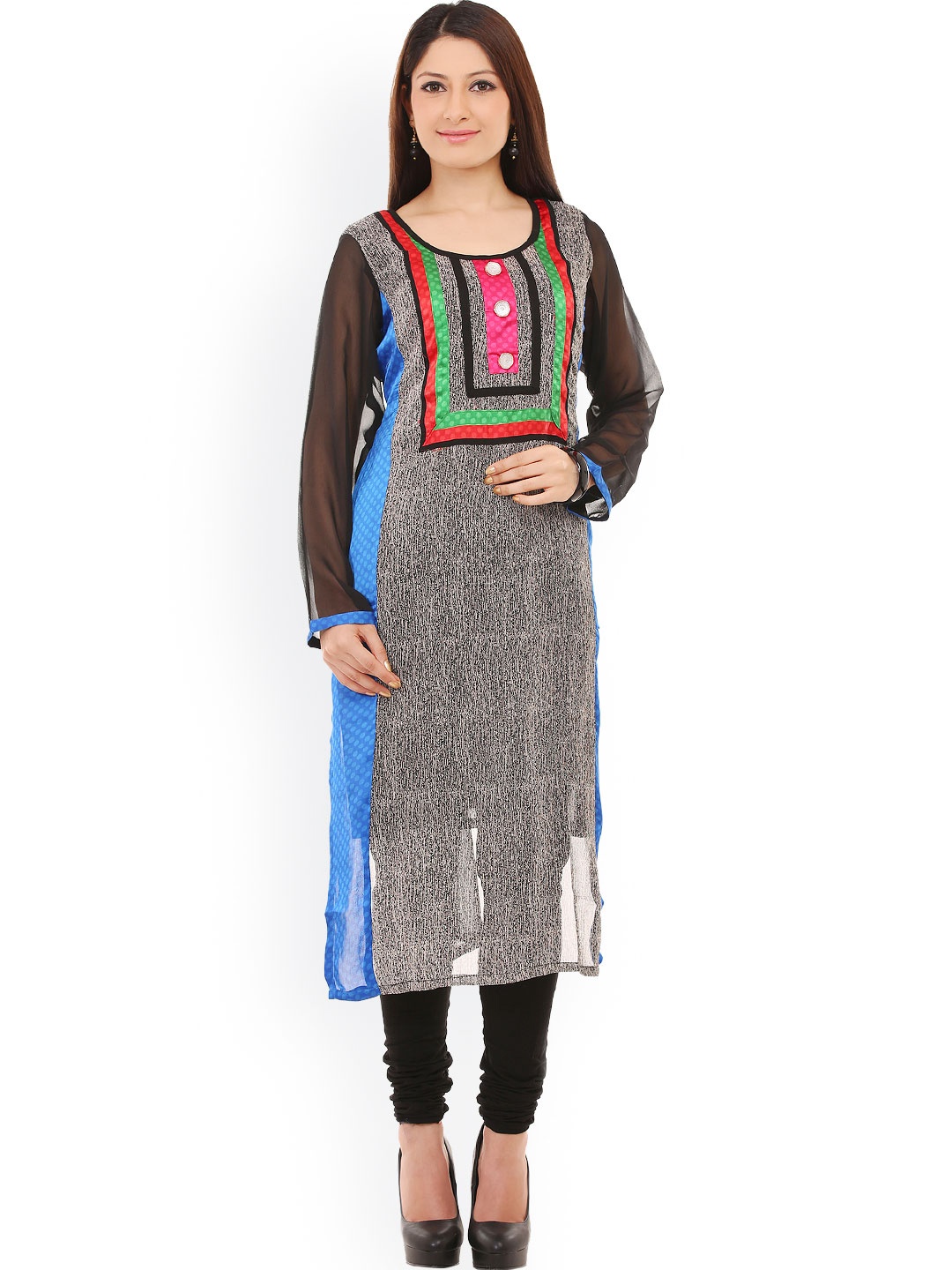 

Chhabra 555 Black Printed Kurta