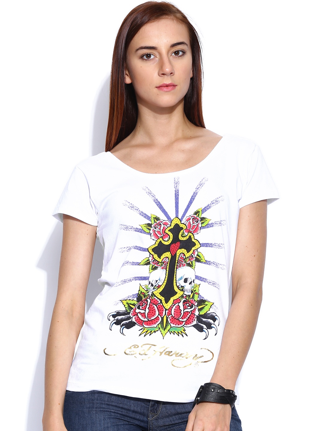 

Ed Hardy White Printed Top