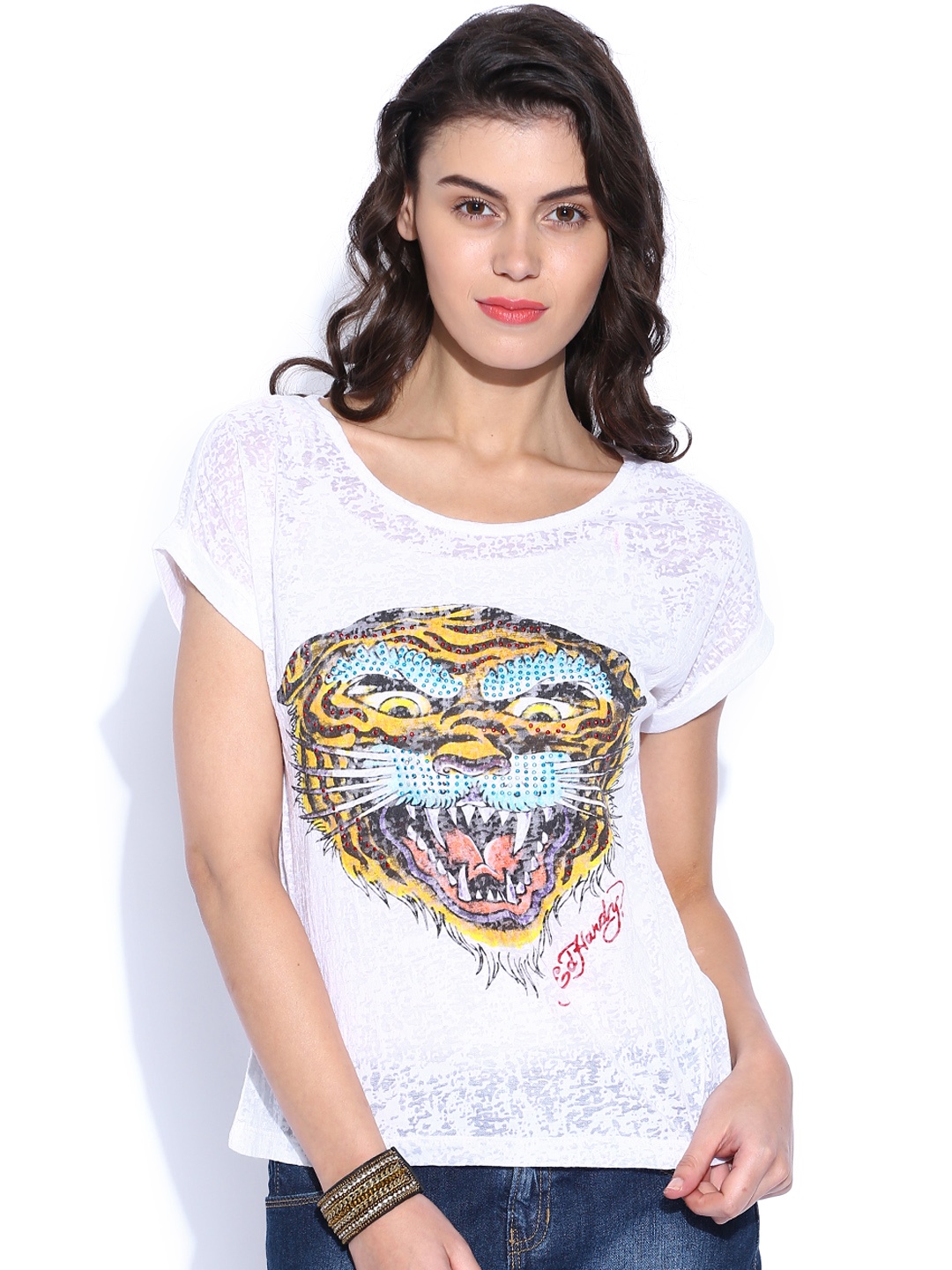 

Ed Hardy White Printed Top