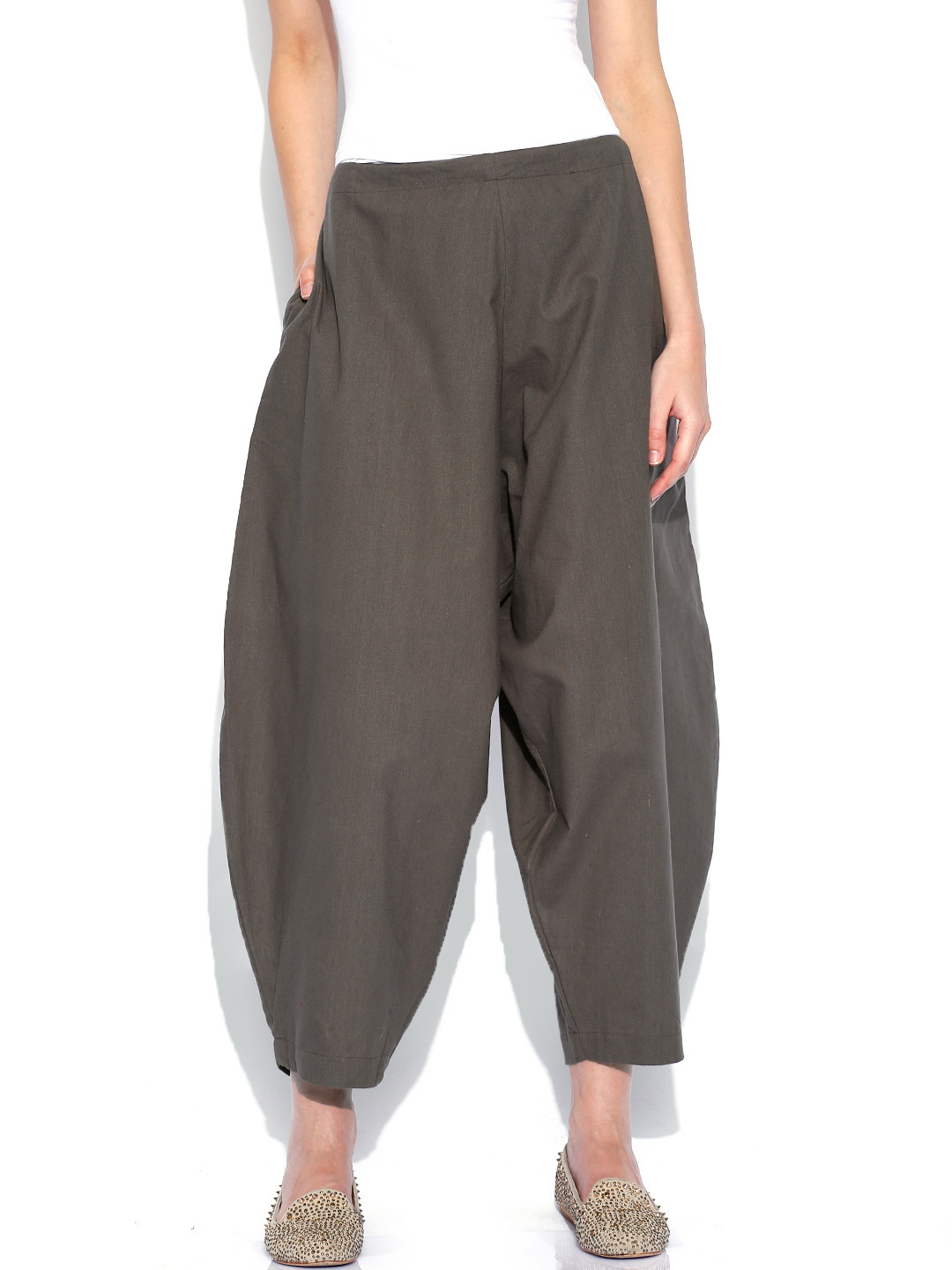 

GRASS by Gitika Goyal Brown Ankle-Length Trousers
