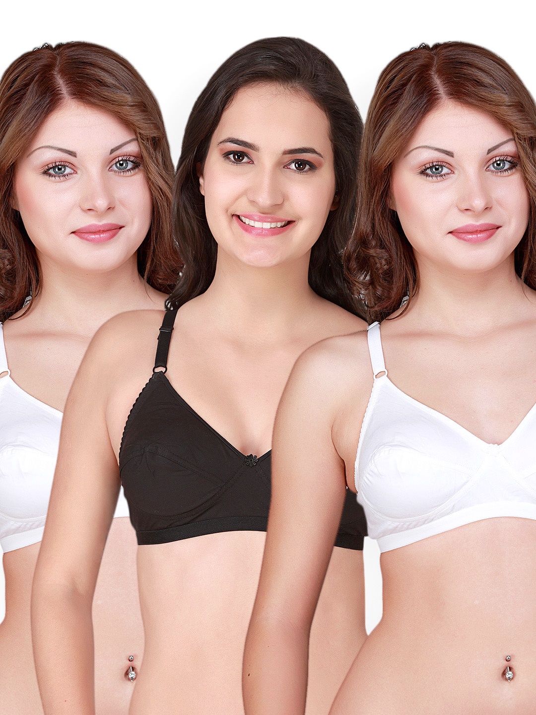 

Floret Pack of 3 Full-Coverage Bras, White