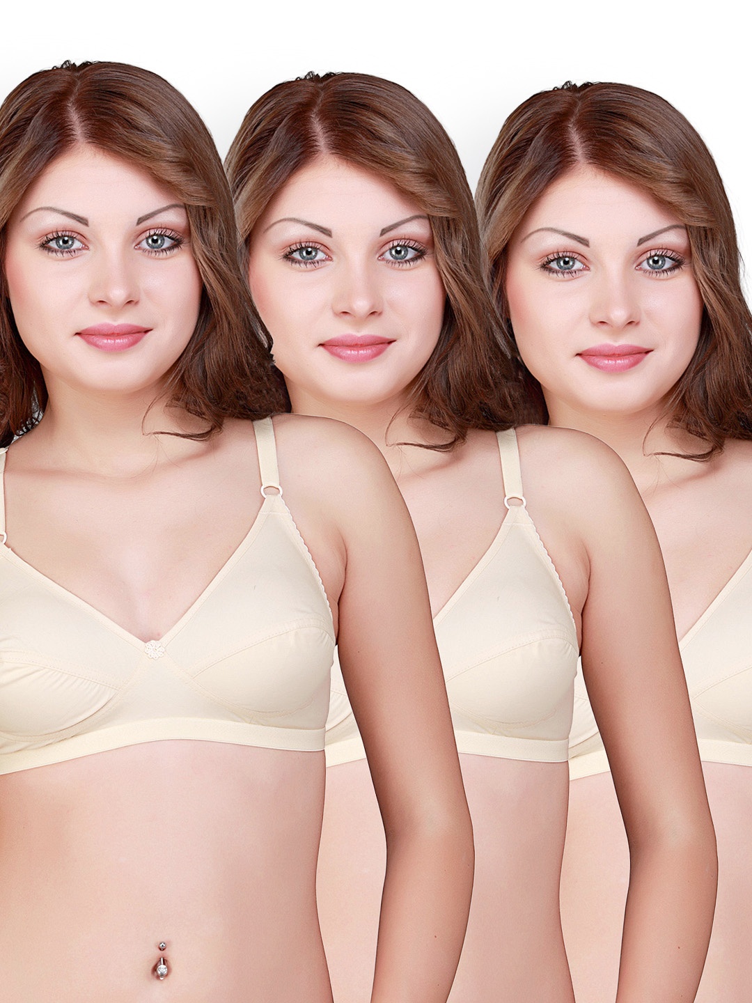 

Floret Flora Pack of 3 Full-Coverage Bras, Skin
