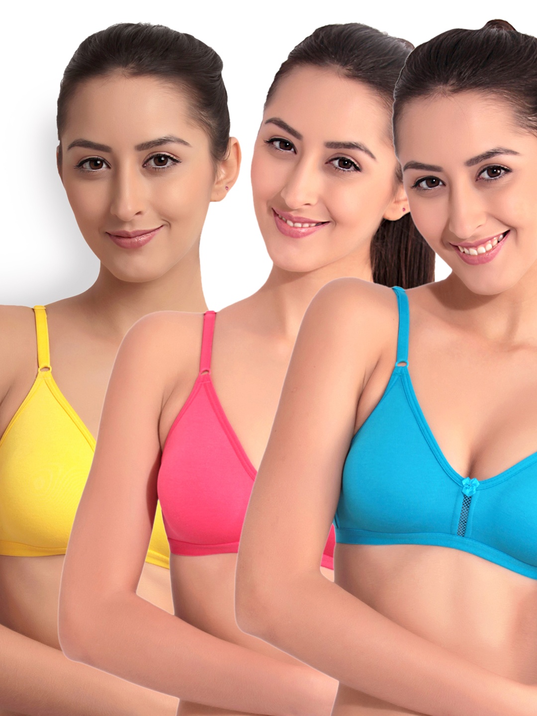 

Floret Pack of 3 Full-Coverage Bras, Yellow