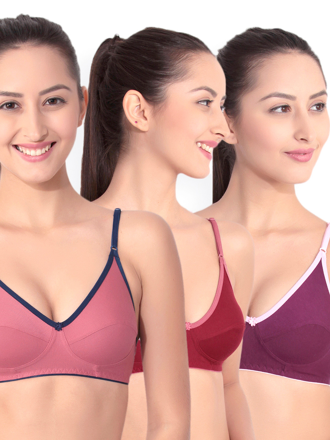 

Floret Pack of 3 Full-Coverage Everyday Bras, Multi