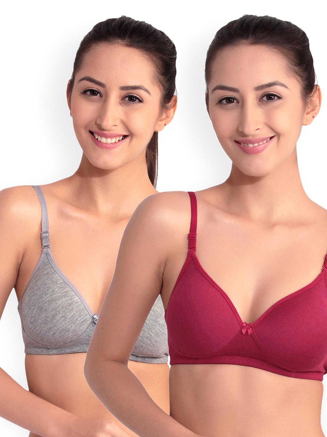 

Floret Pack of 2 Full-Coverage T-shirt Bras F 20560, Grey