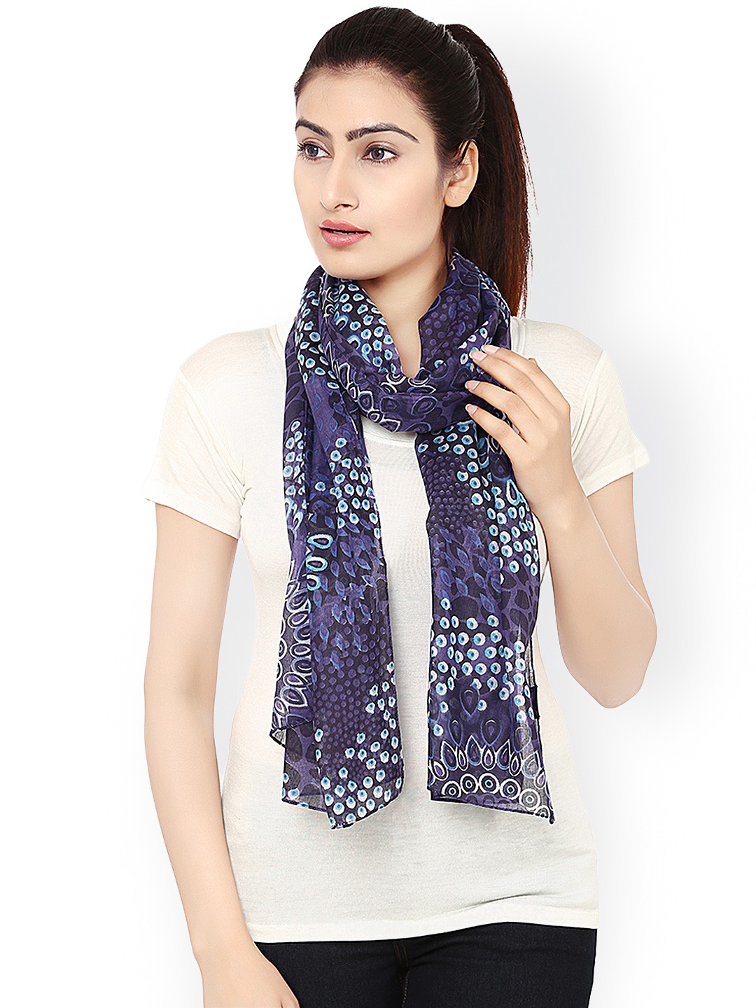 

Anekaant Purple & Blue Printed Stole