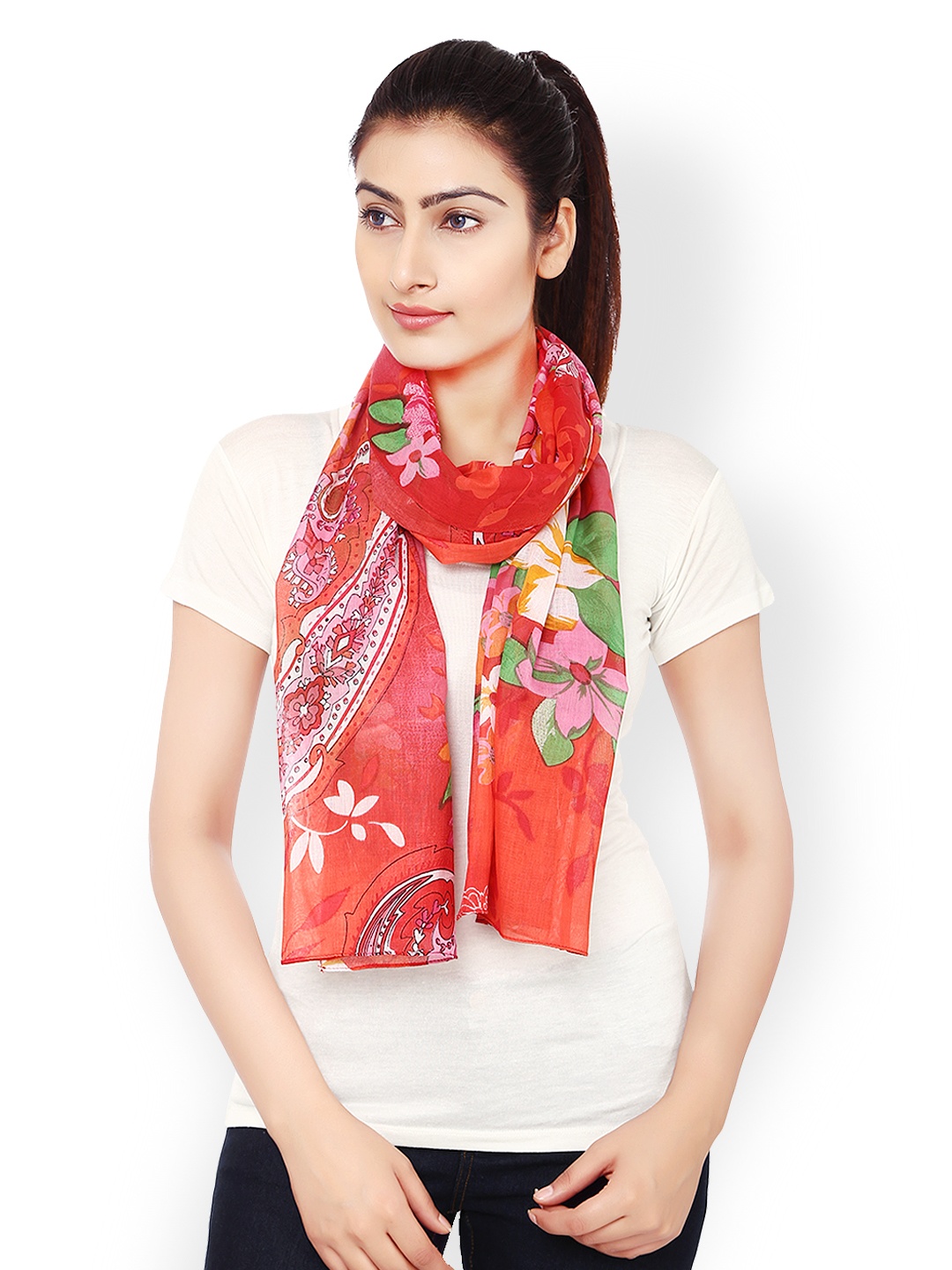 

Anekaant Red Printed Stole
