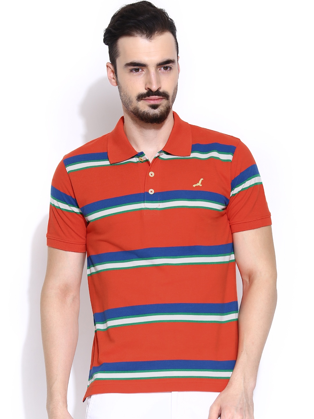 

American Crew Orange Striped Polo T-shirt