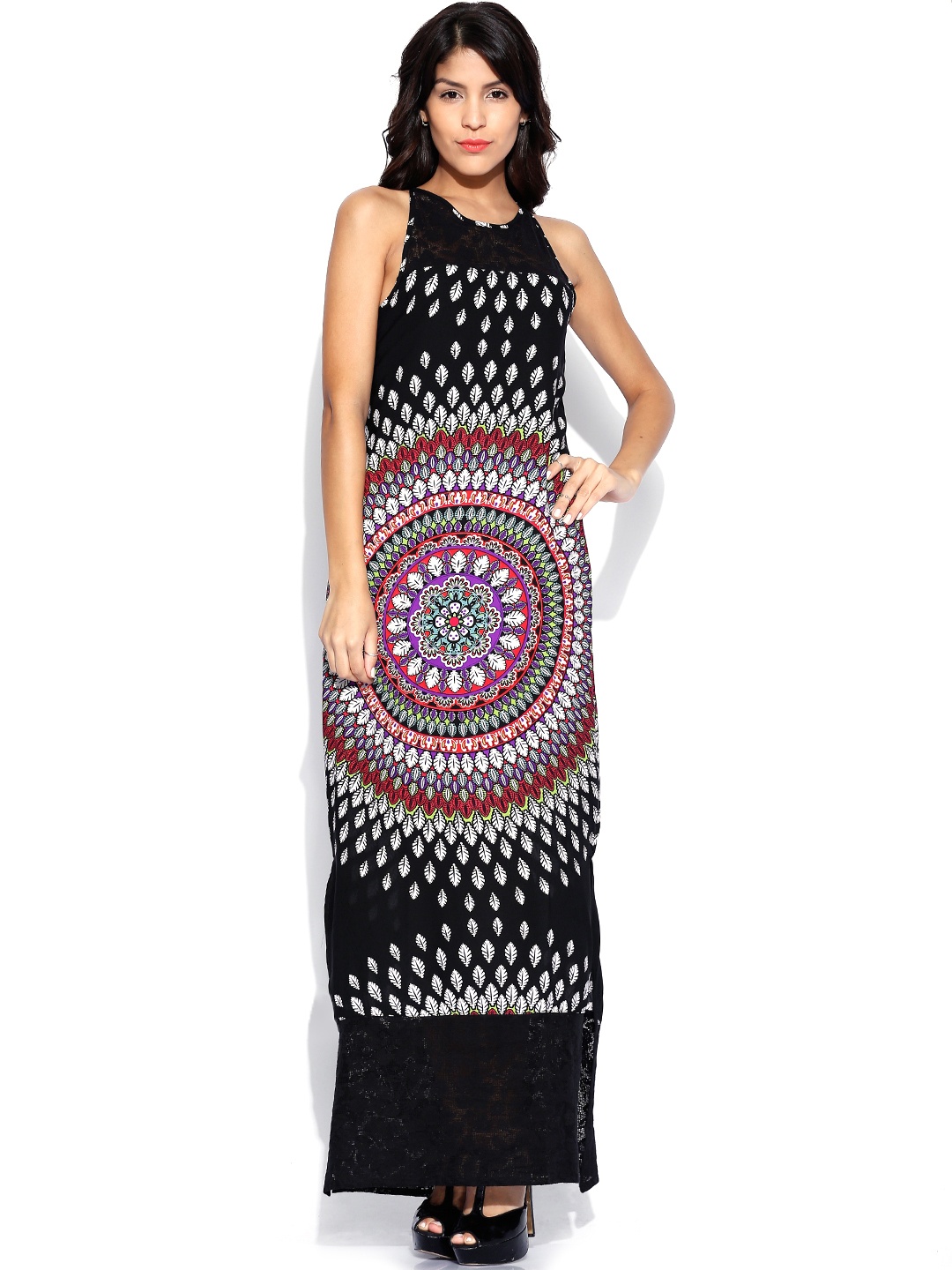 

Tokyo Talkies Black Printed Maxi Dress