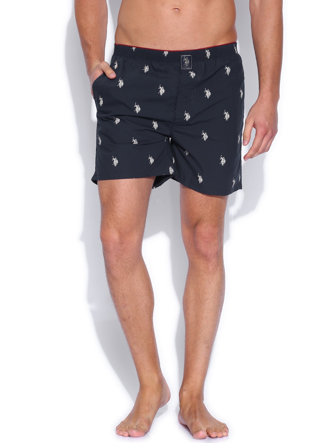 

U.S. Polo Assn. Men Navy Printed Pure Cotton Boxers I021-195, Navy blue