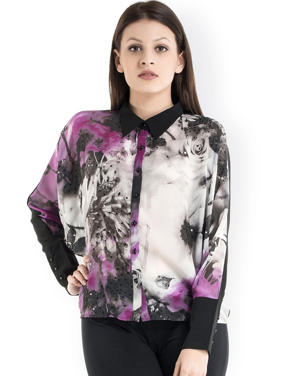 

Kazo Black & White Printed Shirt