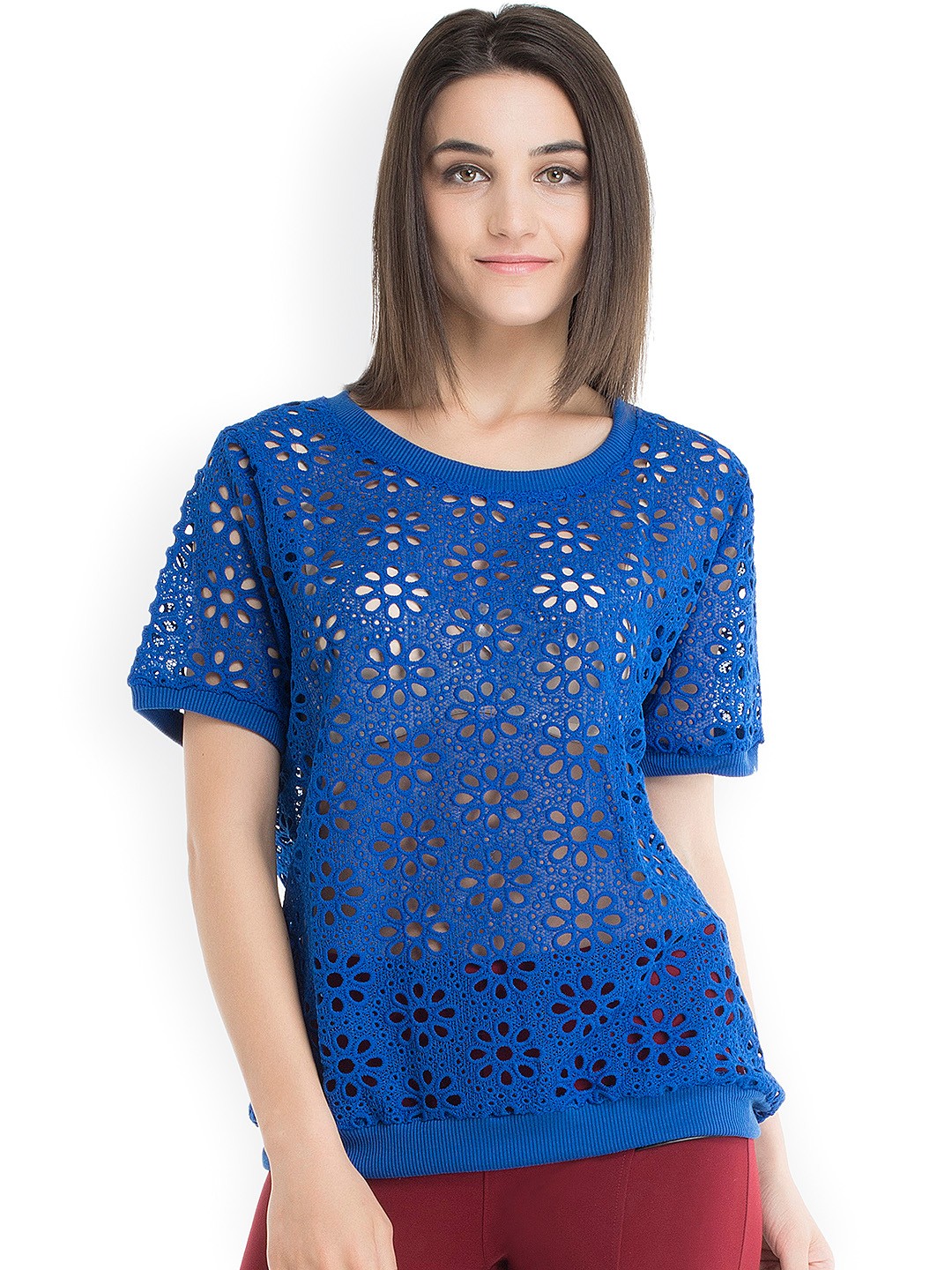 

Kazo Blue Embroidered Top