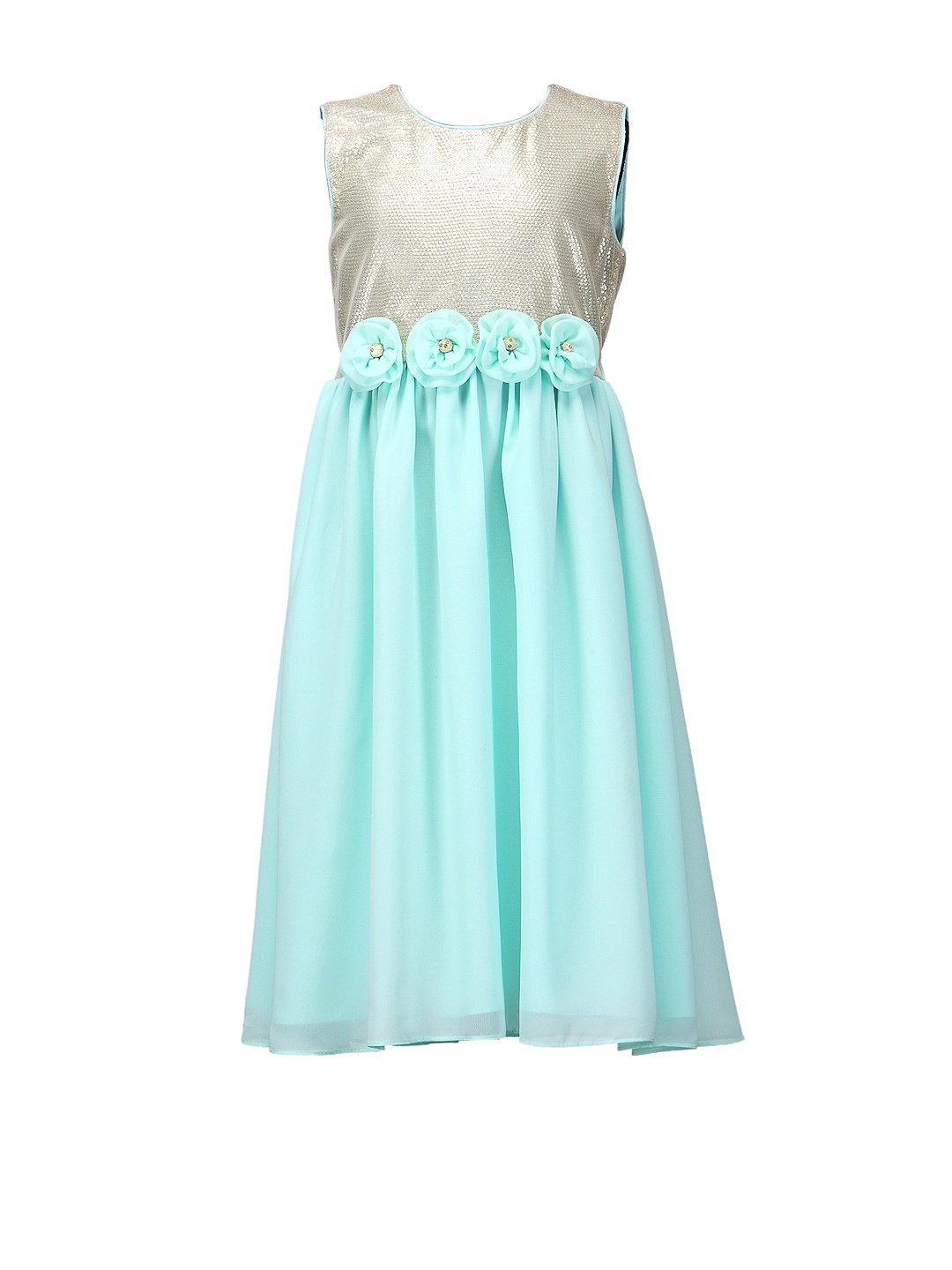 Myntra Peaches Girls Mint Green & Silver-Toned Maxi Dress 864984 | Buy ...