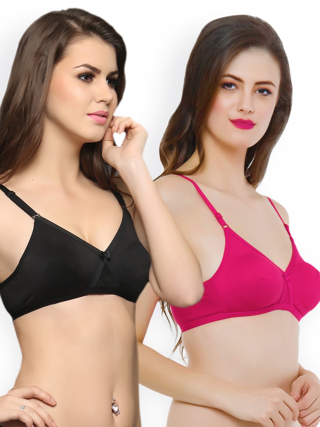 

Clovia Pack Of 2 Bra In Pink And Black