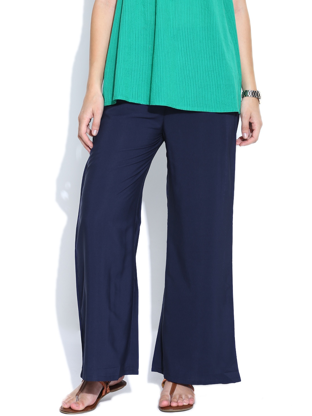 

W Navy Palazzo Trousers, Navy blue