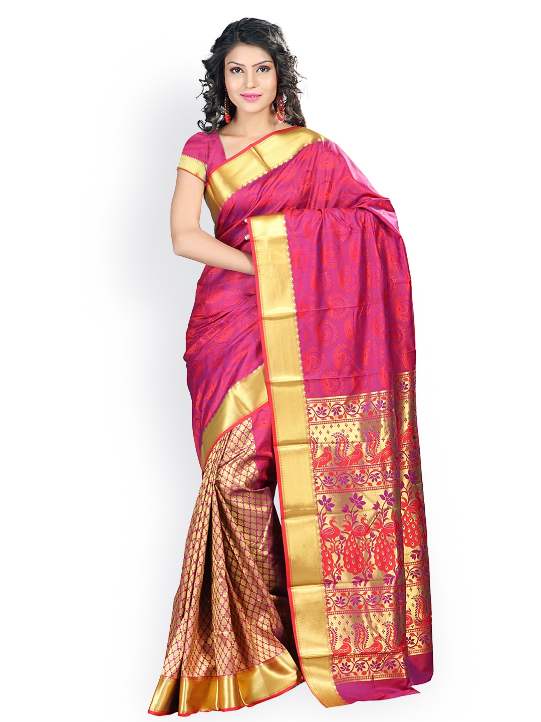 

Varkala Silk Sarees Red Jacquard Art Silk Traditional Saree