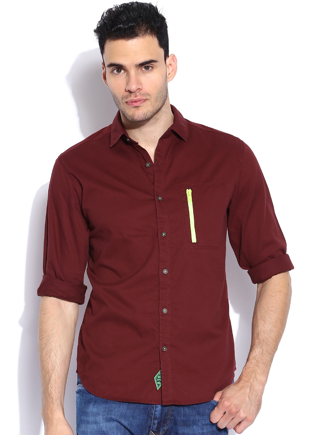 

Locomotive Maroon Slim Fit Casual Shirt