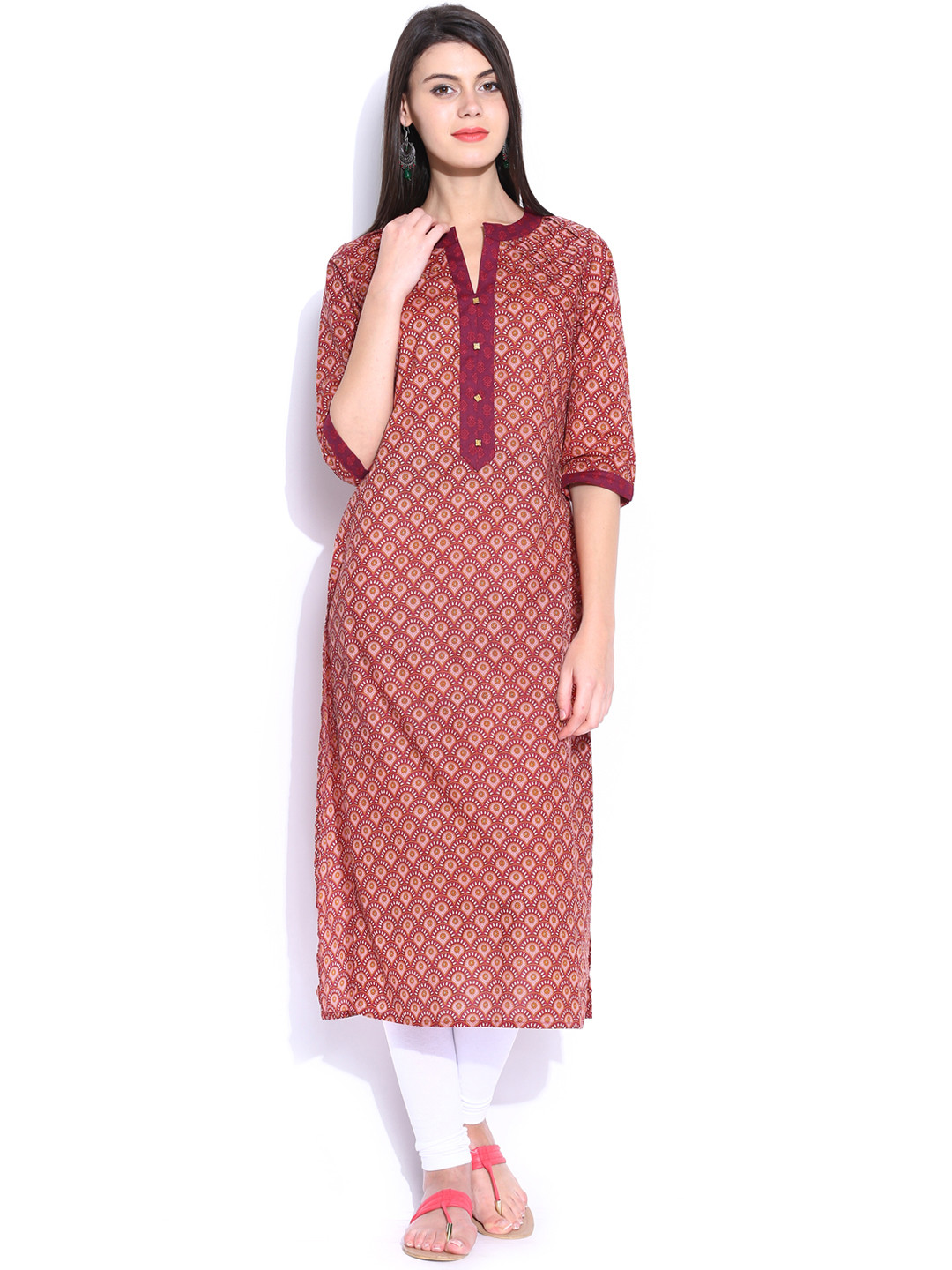 

Vishudh Rust Red Printed Kurta