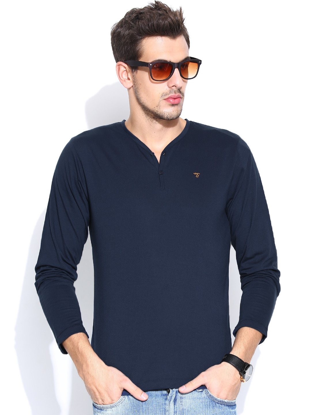 

The Indian Garage Co. Navy Henley T-shirt, Navy blue