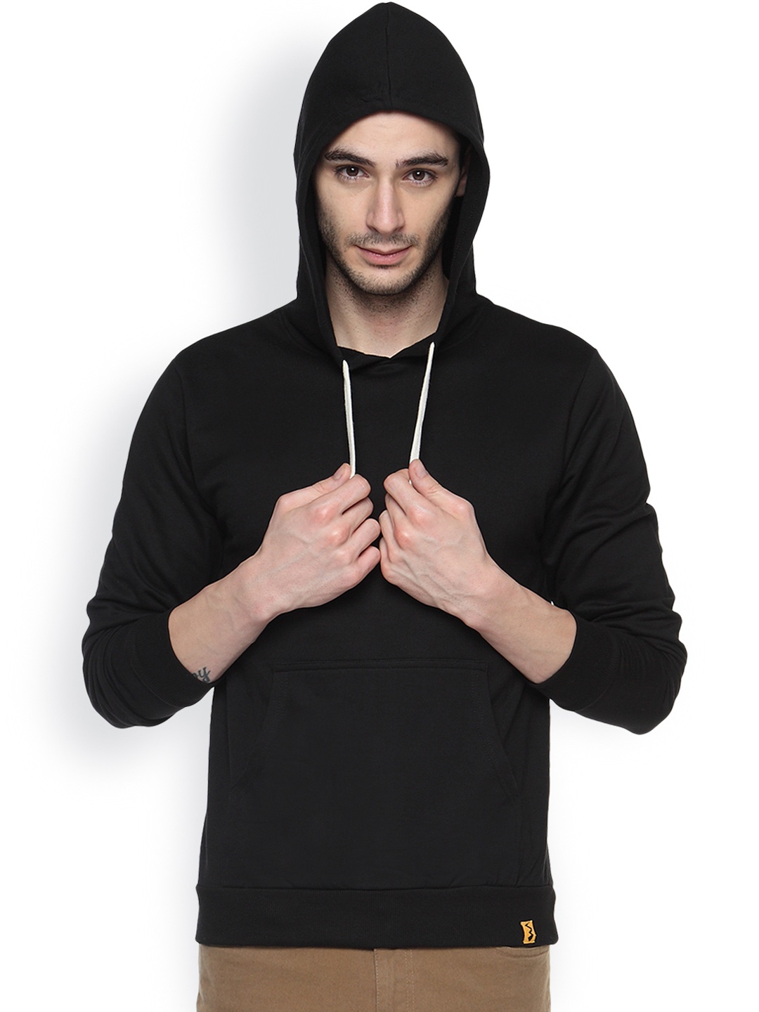 

Campus Sutra Black Hooded Sweatshirt