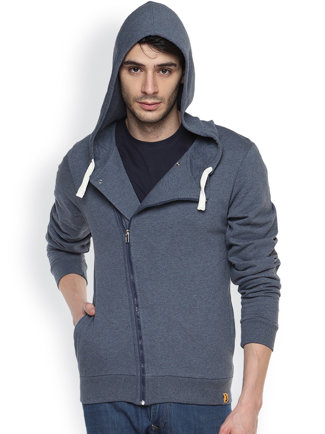 

Campus Sutra Blue Hooded Sweatshirt