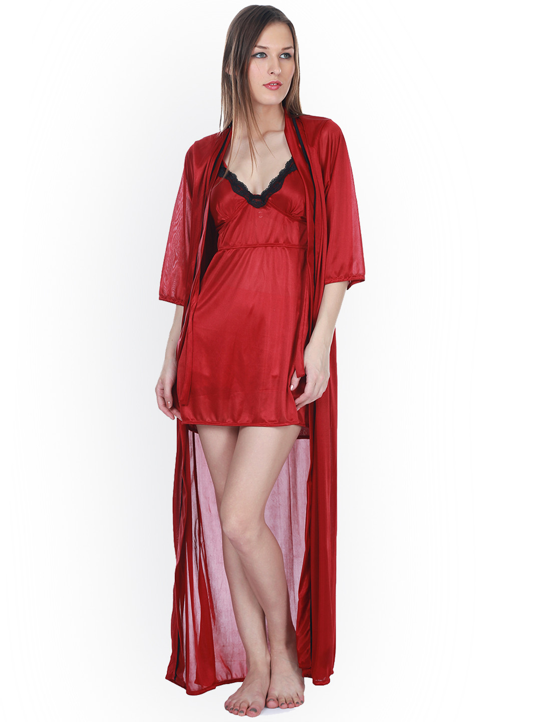 

Claura Red 2-Piece Nightdress Set SNR-A-05