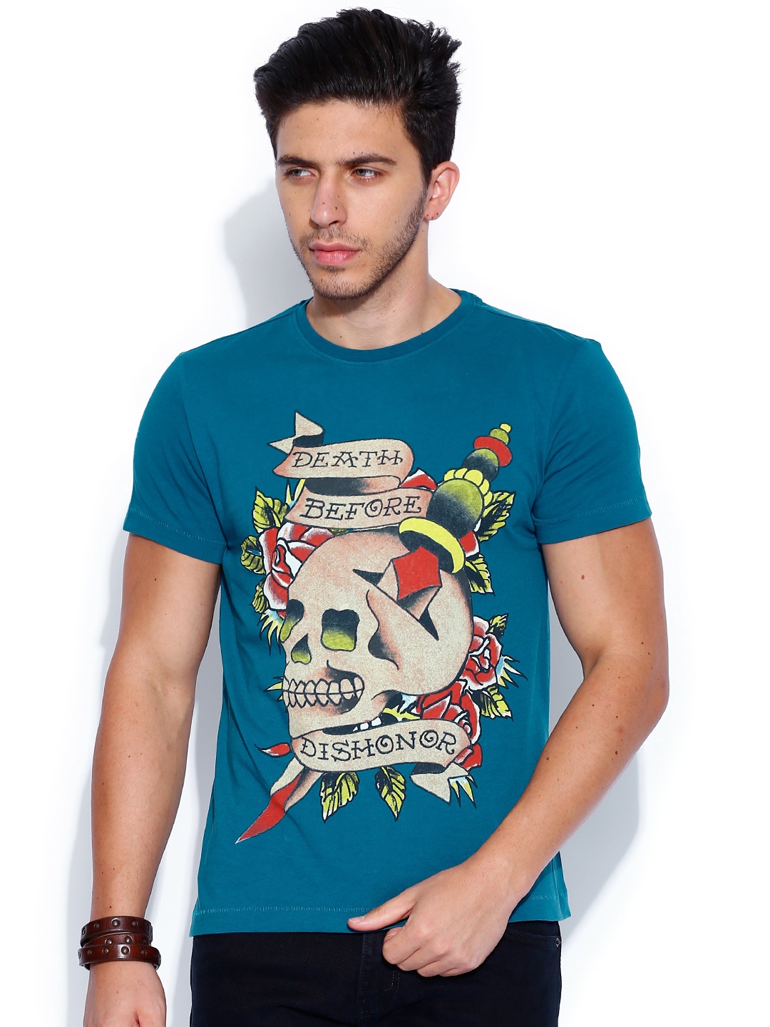 

Ed Hardy Blue Printed Pure Cotton T-shirt